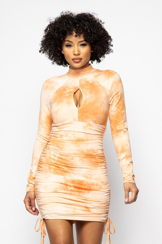 Salmon Tie-Dye Dress