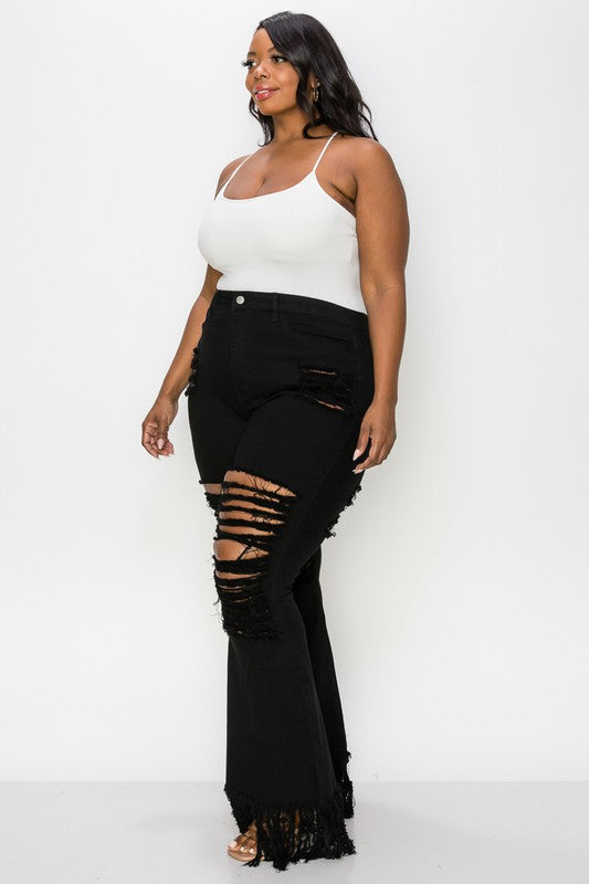 Black Bell Bottom Jeans Plus Size