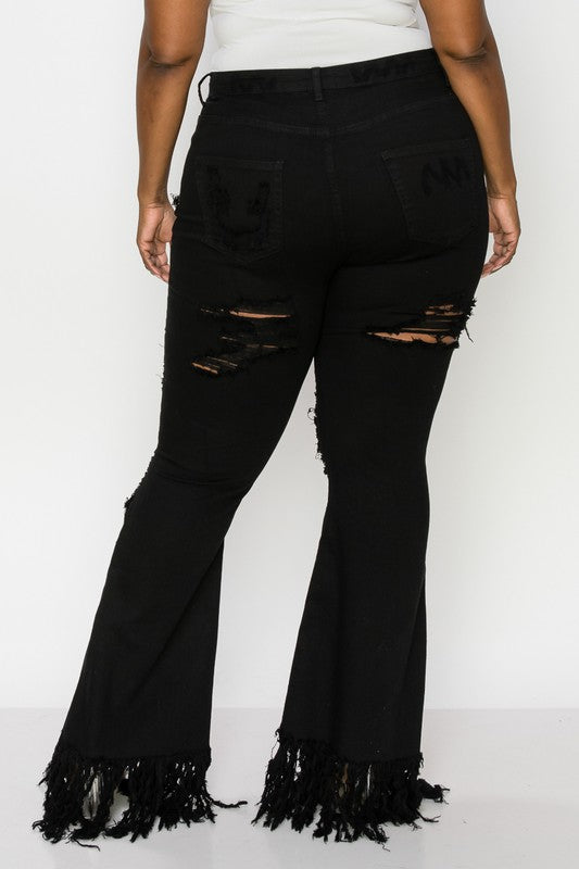 Distressed bell bottom sales jeans plus size
