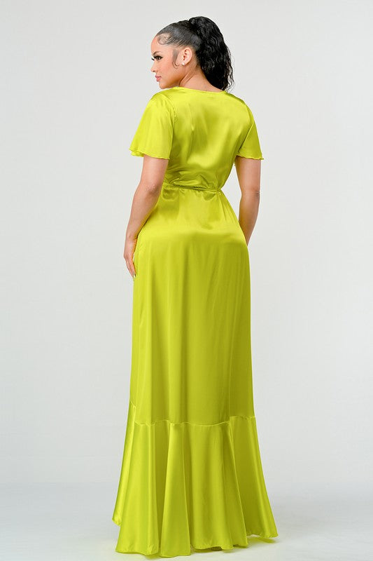 limelight maxi dress NICHOLAS | Dresses | Nicholas Ariah Draped Satin Maxi Dress Limelight Green Womens Size 8 New