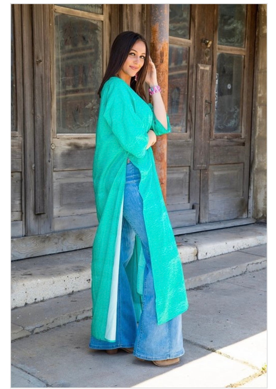 Turquoise Ostrich Duster