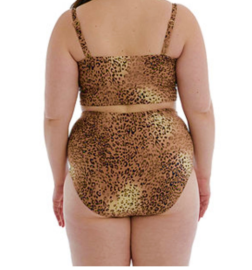 Plus Size Golden Animal Print 2 Piece Swimsuit